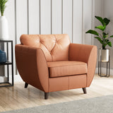 Edison Leather Armchair Dark Feet Saddle from Roseland Furniture