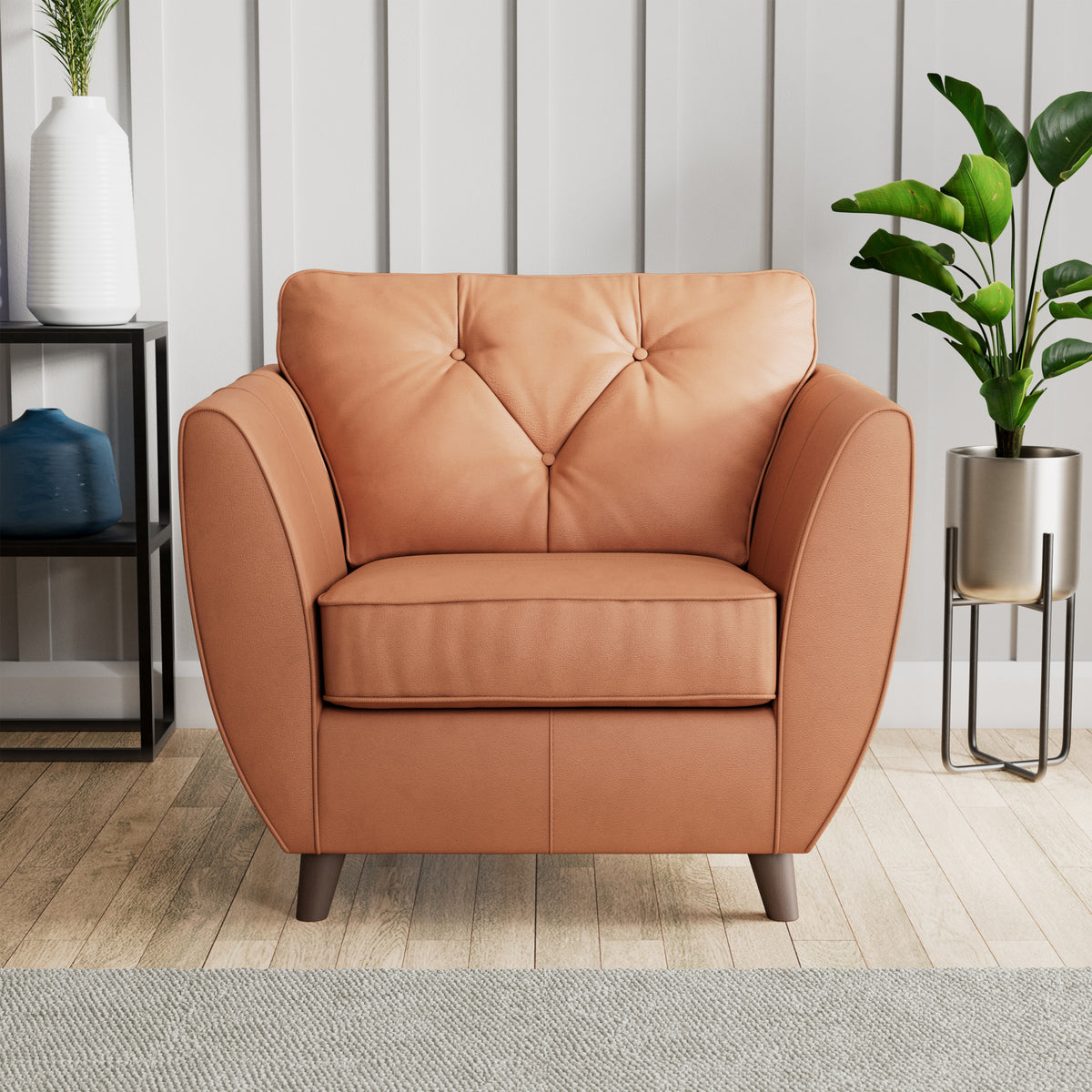 Edison Leather Armchair Dark Feet Saddle from Roseland Furniture