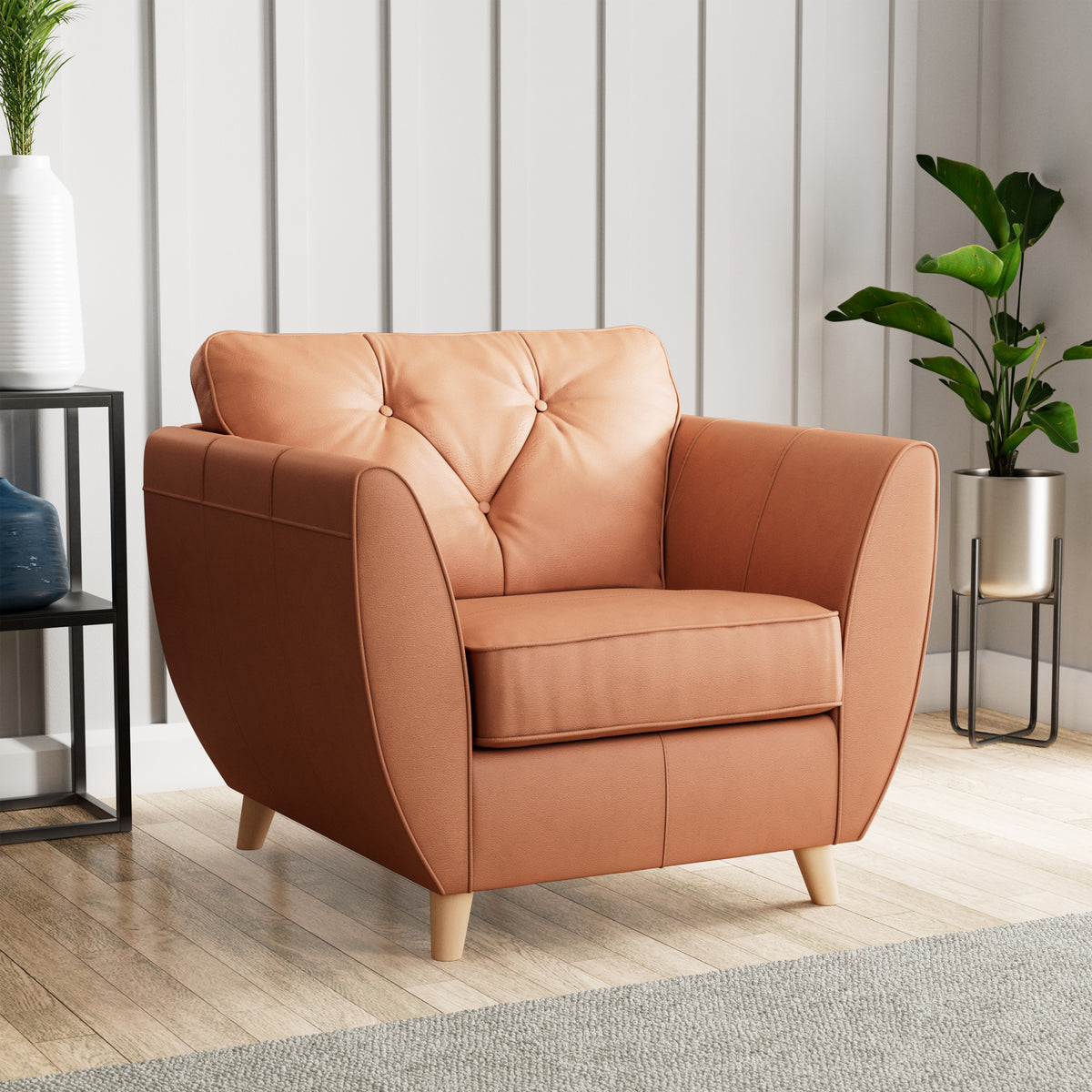 Edison Leather Armchair Light Feet Saddle from Roseland Furniture
