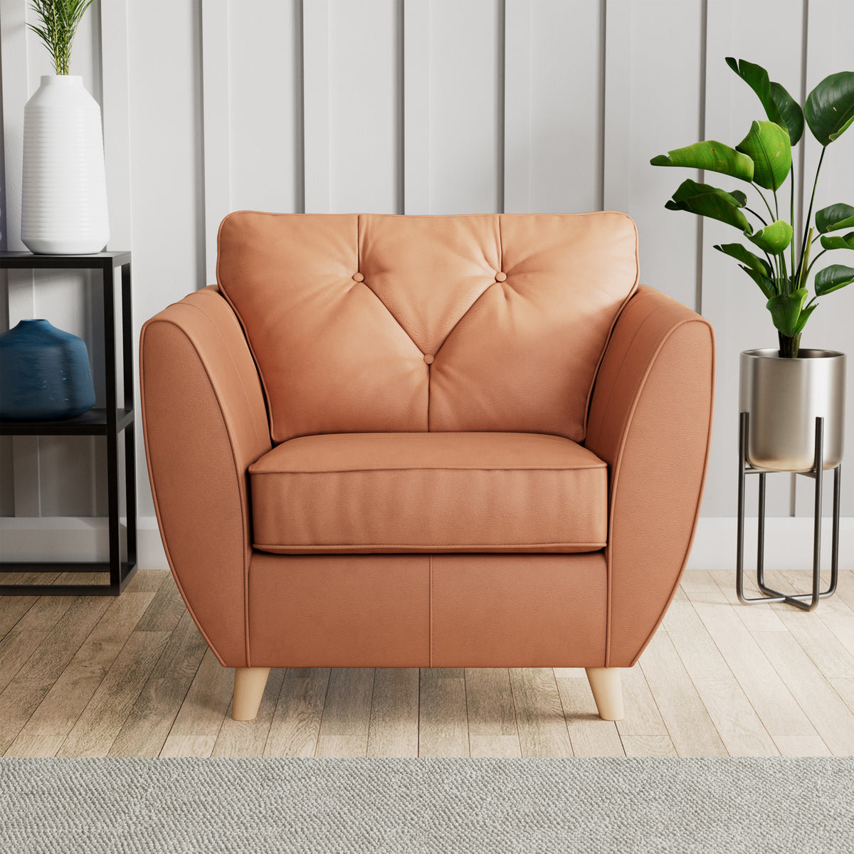 Edison Leather Armchair Light Feet Saddle from Roseland Furniture