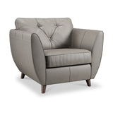 Edison Leather Armchair Dark Feet Stone from Roseland Furniture
