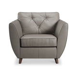 Edison Leather Armchair Dark Feet Stone from Roseland Furniture