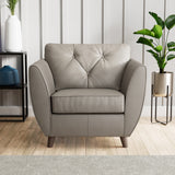 Edison Leather Armchair Dark Feet Stone from Roseland Furniture