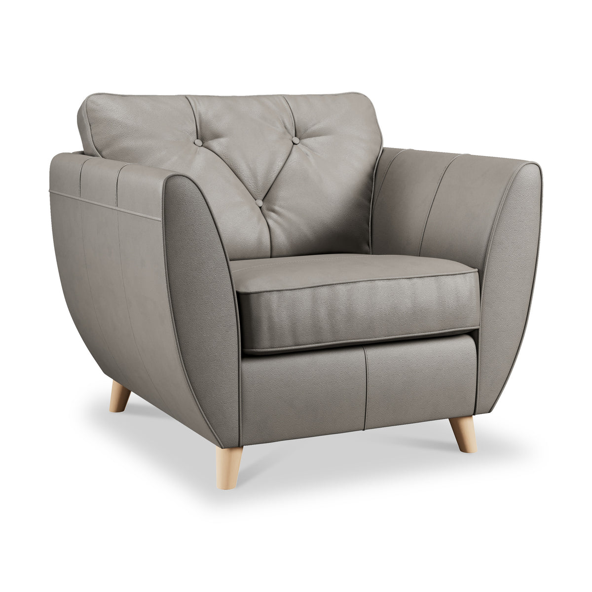 Edison Leather Armchair Light Feet Stone from Roseland Furniture