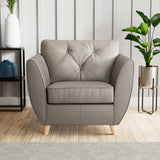 Edison Leather Armchair Light Feet Stone from Roseland Furniture