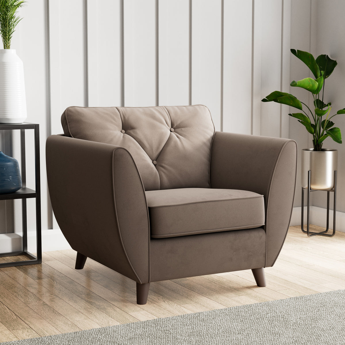Edison Armchair Dark Feet Mole from Roseland Furniture