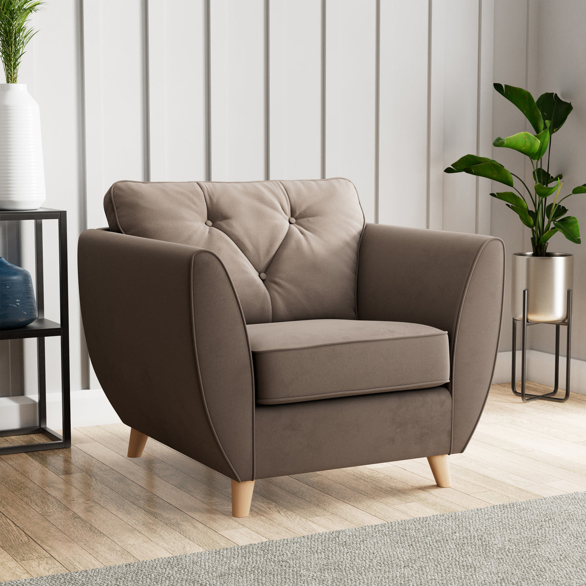 Edison Armchair Light Feet Mole from Roseland Furniture