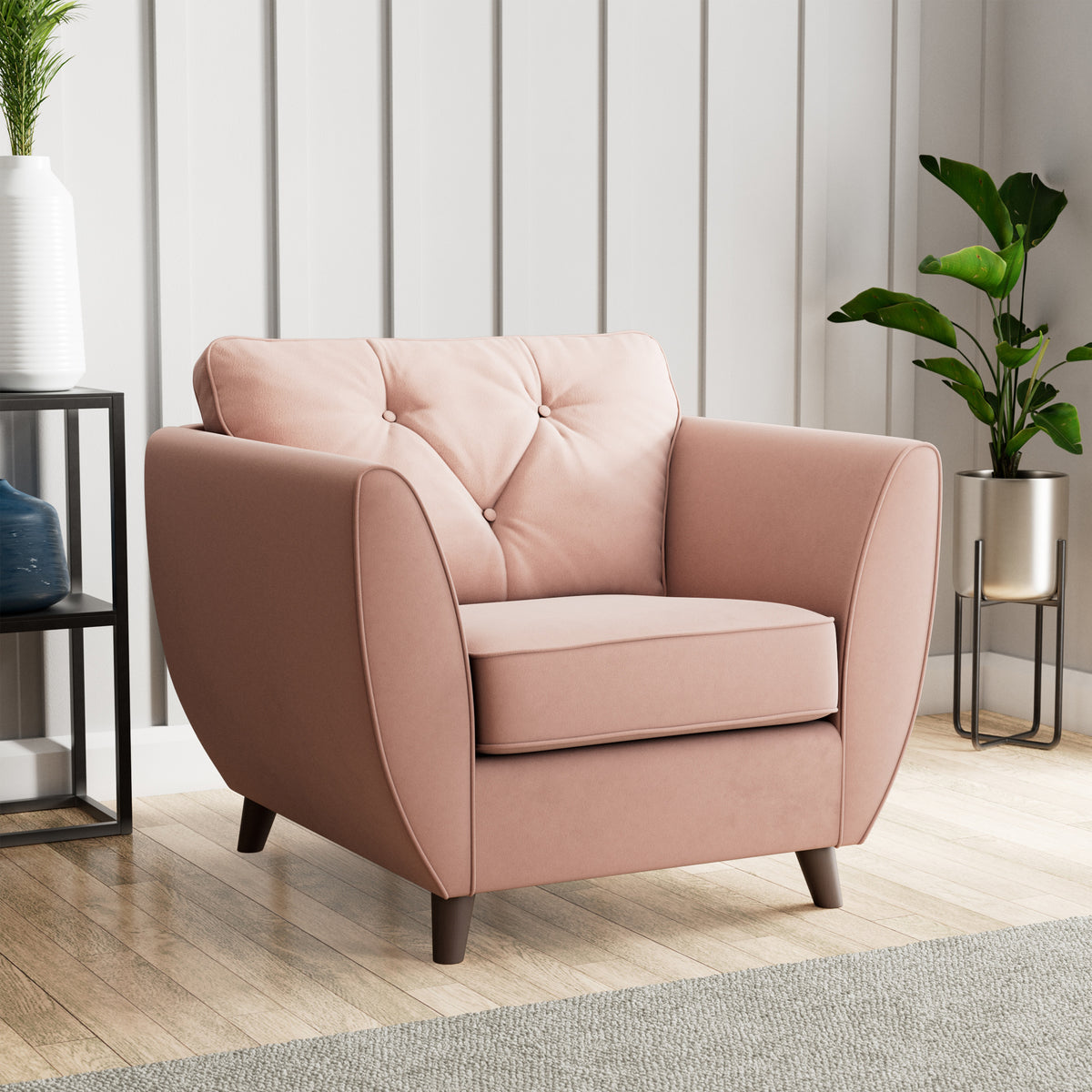 Edison Armchair Dark Feet Blush from Roseland Furniture