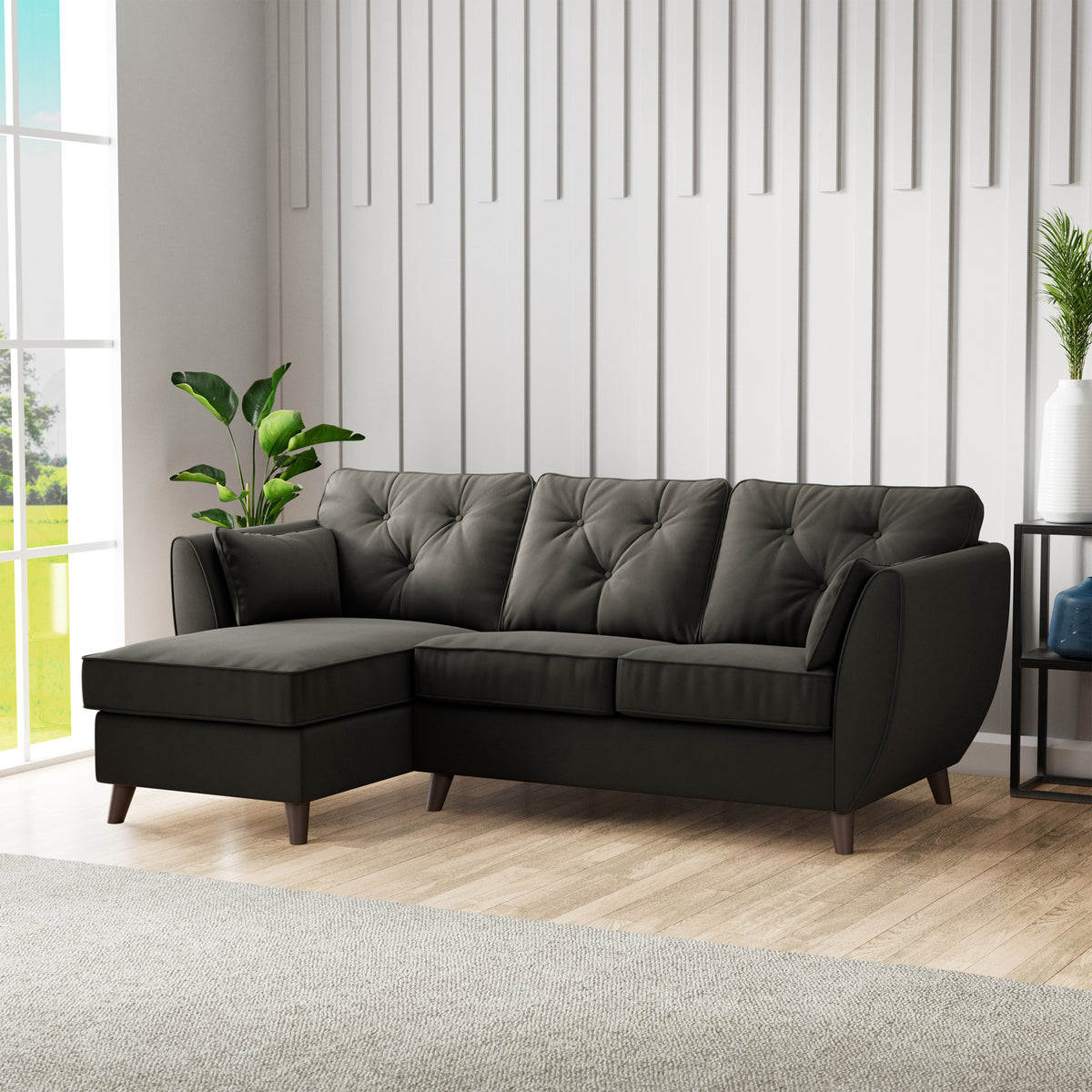 Edison Chaise LH Dark Feet Black from Roseland Furniture