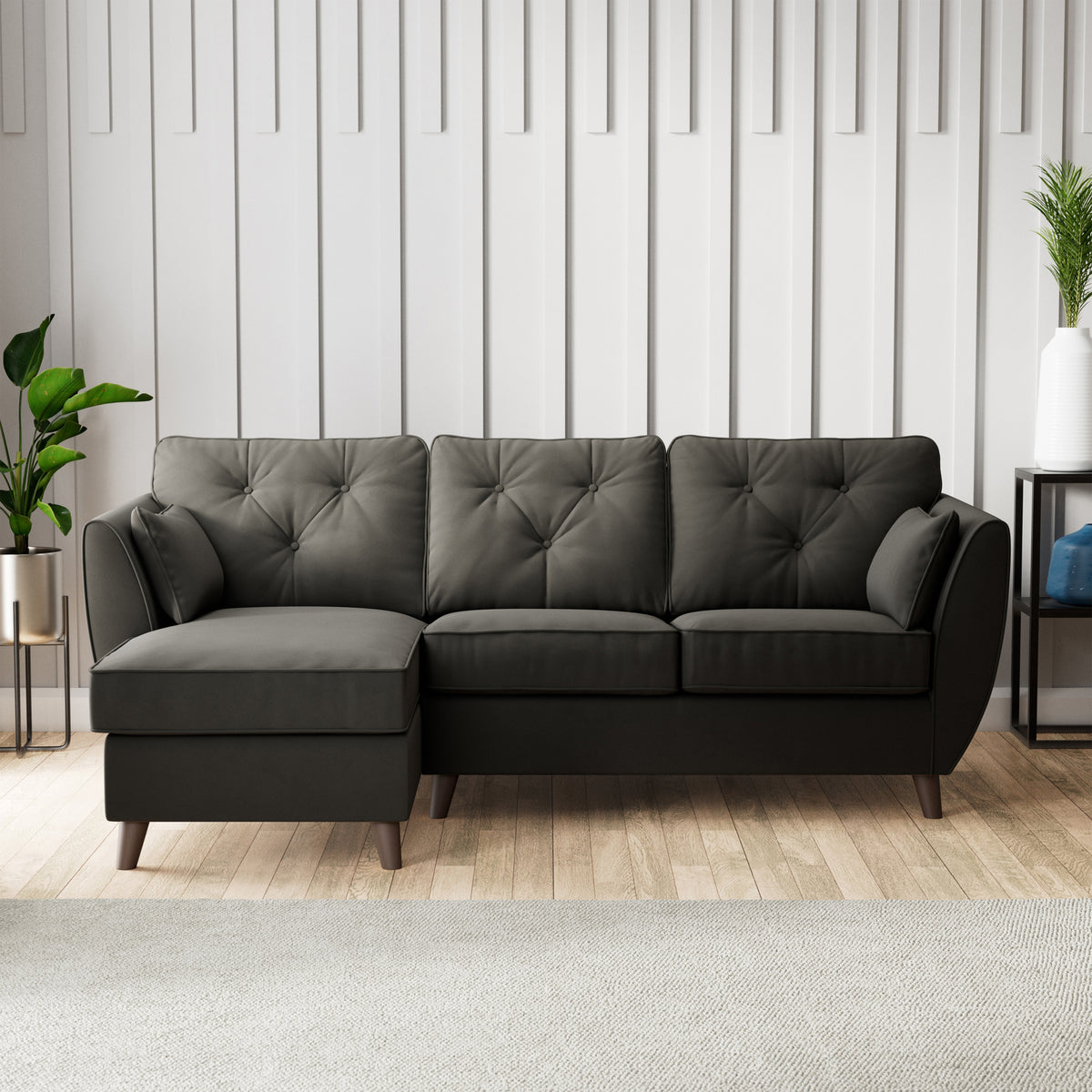 Edison Chaise LH Dark Feet Black from Roseland Furniture