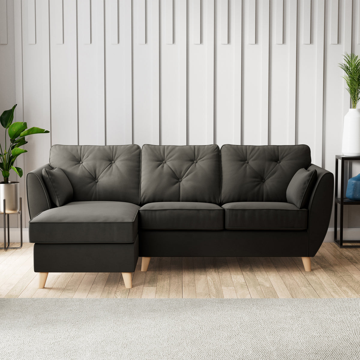 Edison Chaise LH Light Feet Black from Roseland Furniture