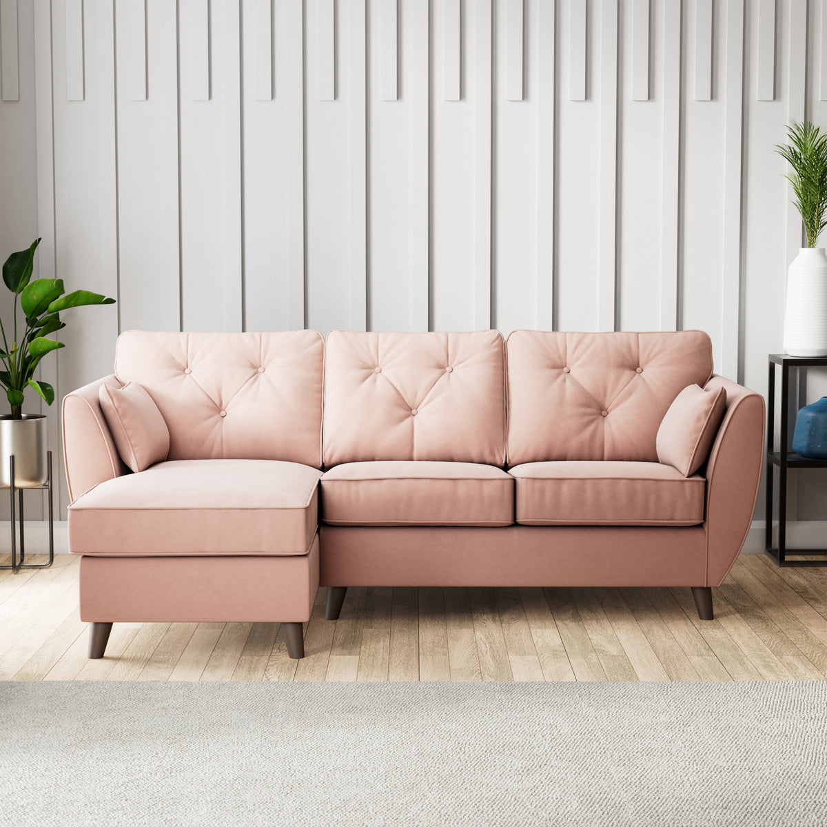 Edison Chaise LH Dark Feet Blush from Roseland Furniture