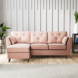 Edison Chaise LH Dark Feet Blush from Roseland Furniture