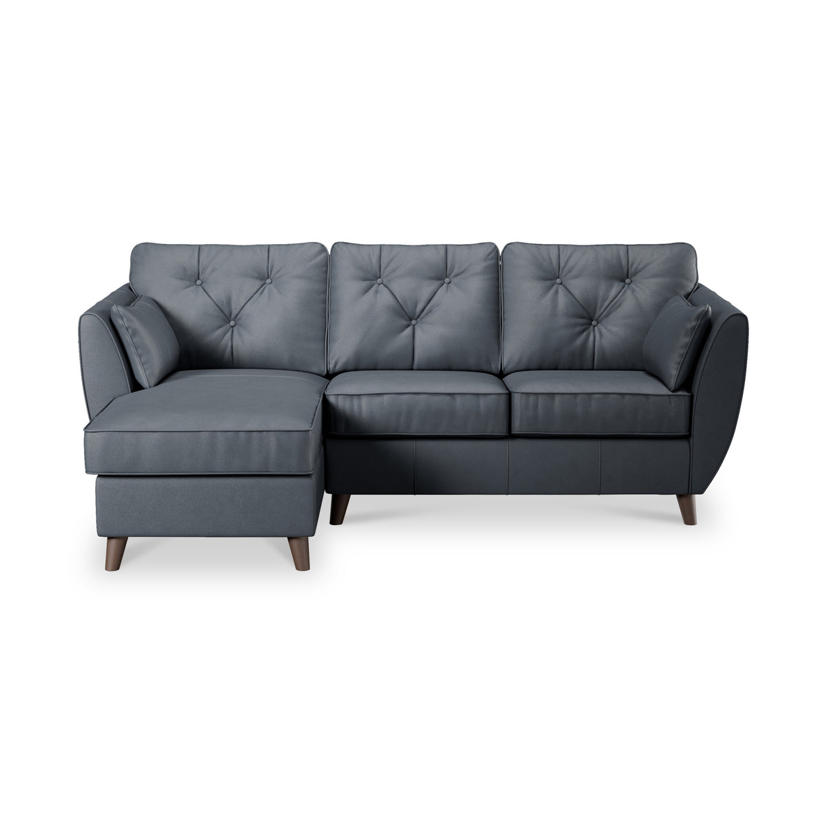 Edison Leather Chaise LH Dark Feet Navy from Roseland Furniture