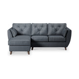 Edison Leather Chaise LH Dark Feet Navy from Roseland Furniture