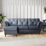 Edison Leather Chaise LH Dark Feet Navy from Roseland Furniture