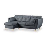 Edison Leather Chaise LH Light Feet Navy from Roseland Furniture