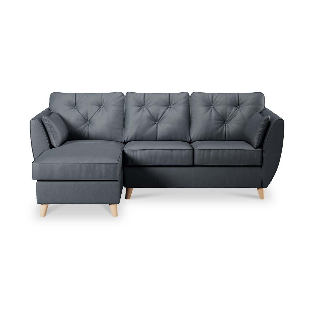 Edison Leather Chaise LH Light Feet Navy from Roseland Furniture