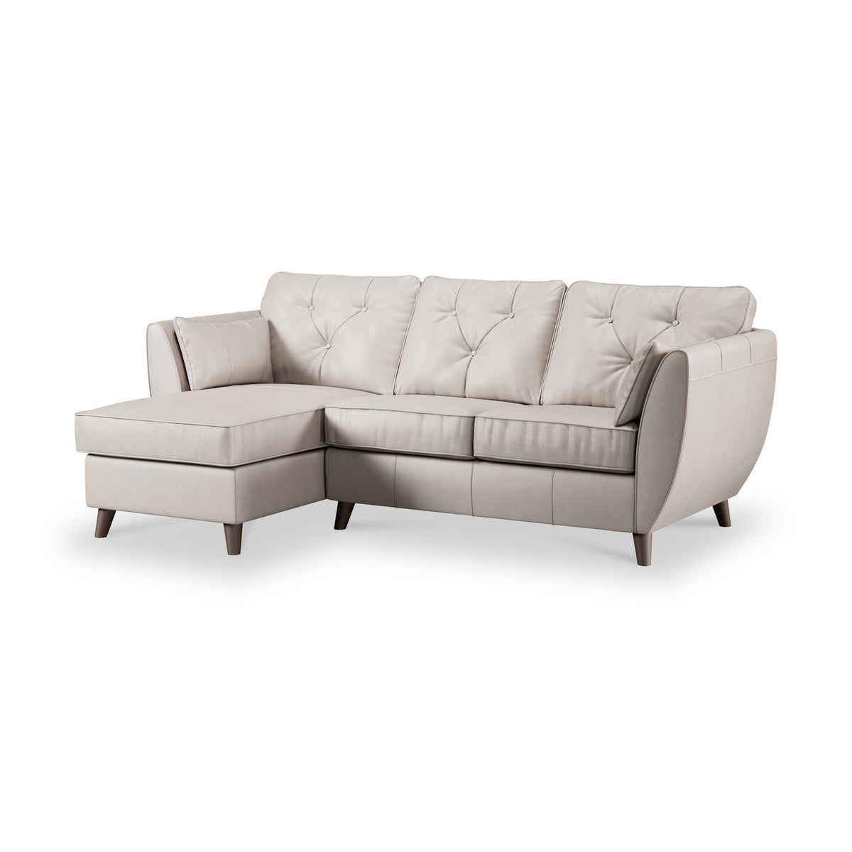 Edison Leather Chaise LH Dark Feet Cloud Grey from Roseland Furniture