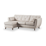 Edison Leather Chaise LH Dark Feet Cloud Grey from Roseland Furniture