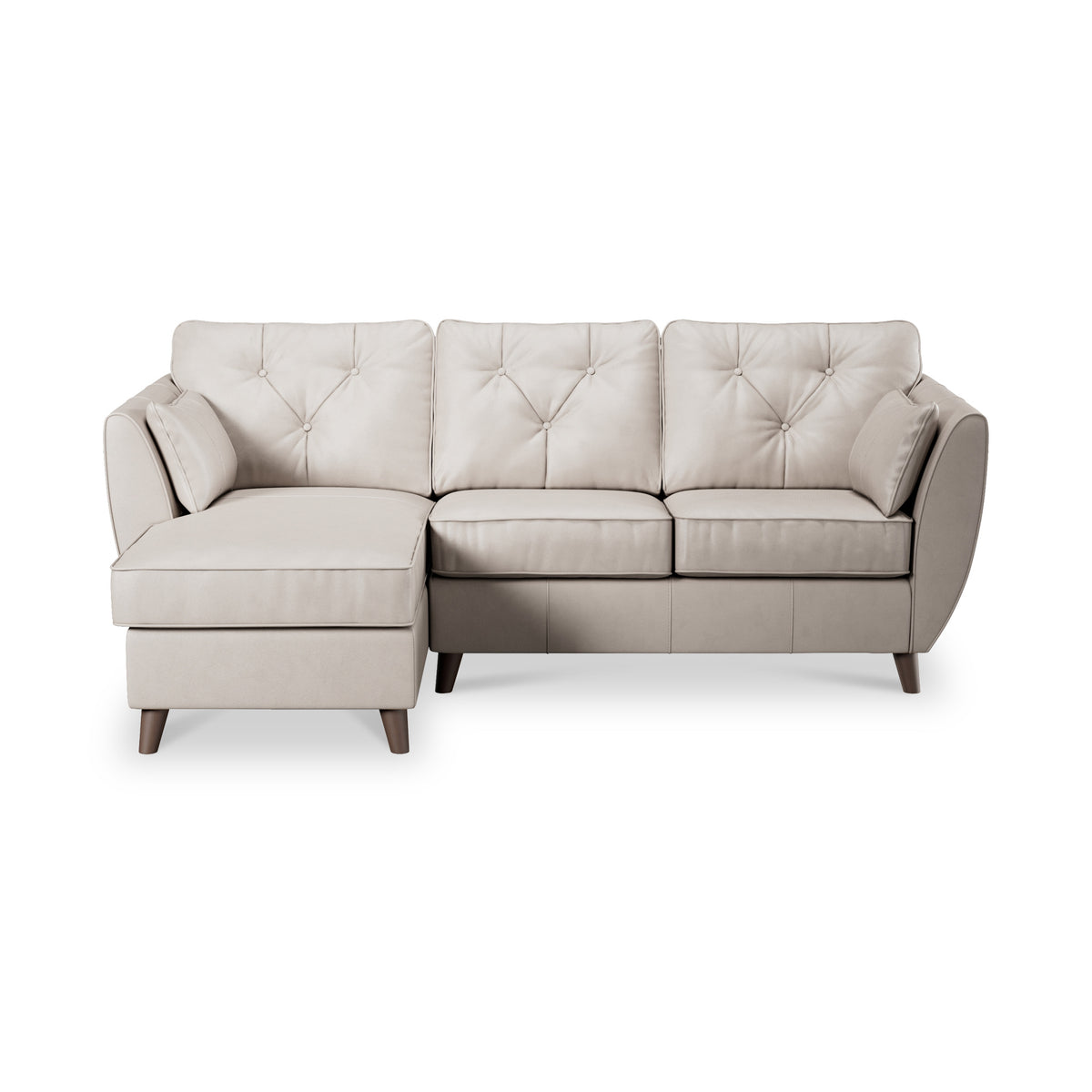 Edison Leather Chaise LH Dark Feet Cloud Grey from Roseland Furniture