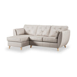Edison Leather Chaise LH Light Feet Cloud Grey from Roseland Furniture