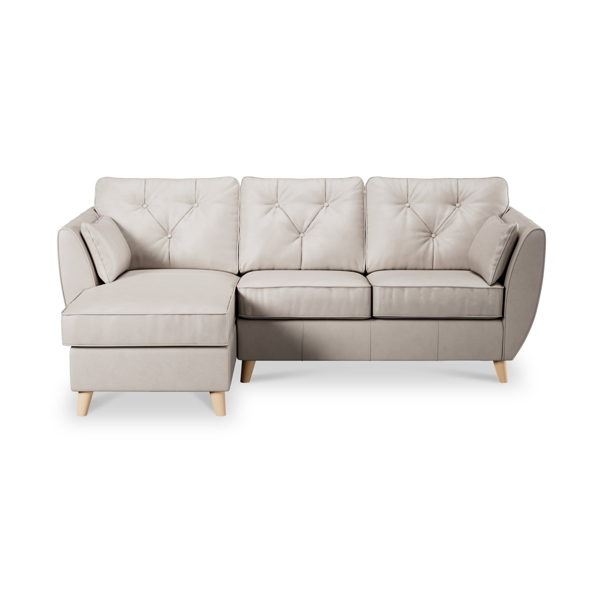Edison Leather Chaise LH Light Feet Cloud Grey from Roseland Furniture