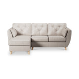 Edison Leather Chaise LH Light Feet Cloud Grey from Roseland Furniture