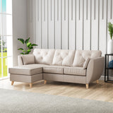 Edison Leather Chaise LH Light Feet Cloud Grey from Roseland Furniture