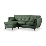 Edison Leather Chaise LH Dark Feet Hunter Green from Roseland Furniture