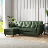 Edison Leather Chaise LH Dark Feet Hunter Green from Roseland Furniture