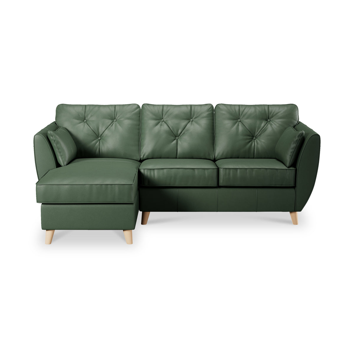 Edison Leather Chaise LH Light Feet Hunter Green from Roseland Furniture