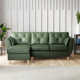 Edison Leather Chaise LH Light Feet Hunter Green from Roseland Furniture