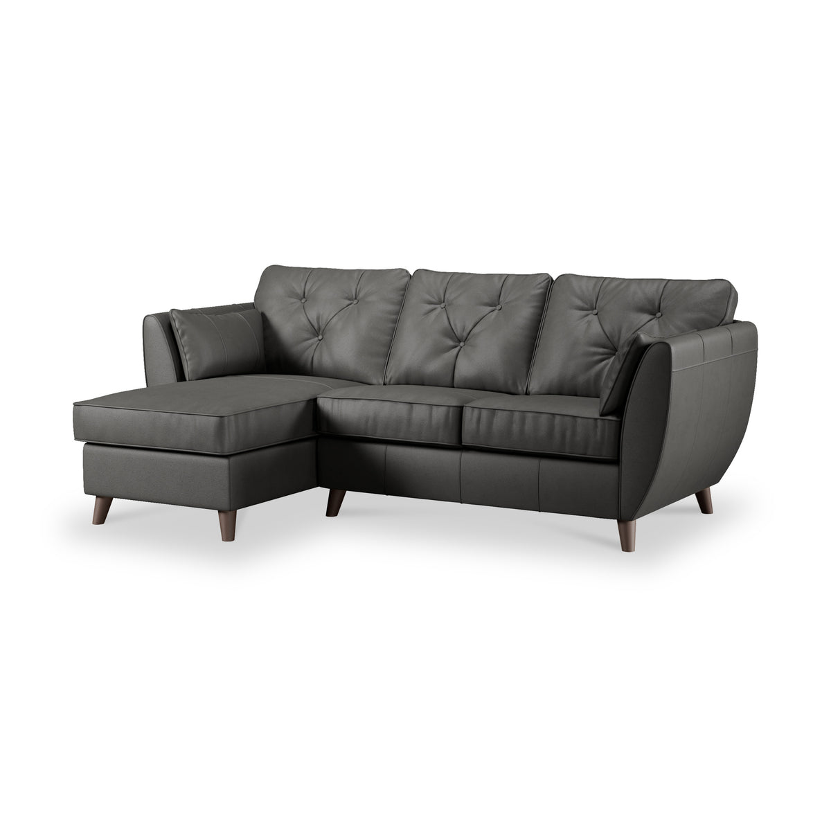 Edison Leather Chaise LH Dark Feet Raven from Roseland Furniture