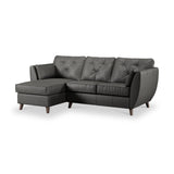 Edison Leather Chaise LH Dark Feet Raven from Roseland Furniture