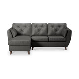 Edison Leather Chaise LH Dark Feet Raven from Roseland Furniture