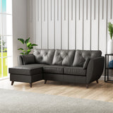 Edison Leather Chaise LH Dark Feet Raven from Roseland Furniture