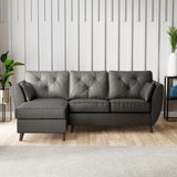 Edison Leather Chaise LH Dark Feet Raven from Roseland Furniture