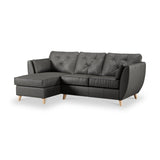 Edison Leather Chaise LH Light Feet Raven from Roseland Furniture