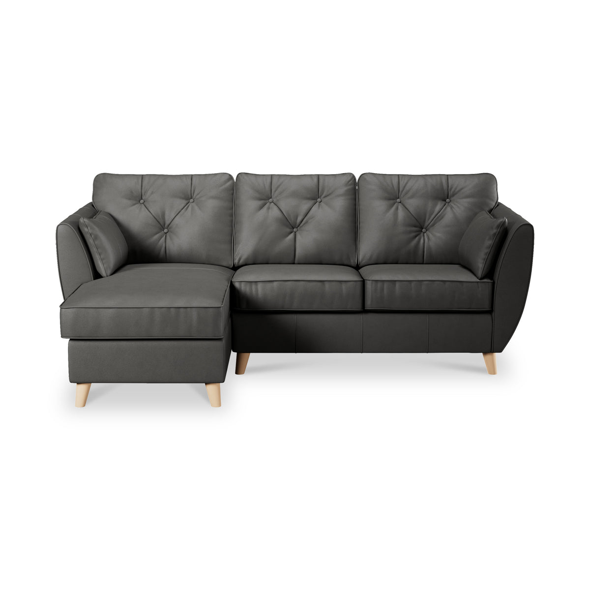 Edison Leather Chaise LH Light Feet Raven from Roseland Furniture