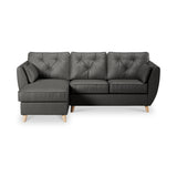 Edison Leather Chaise LH Light Feet Raven from Roseland Furniture