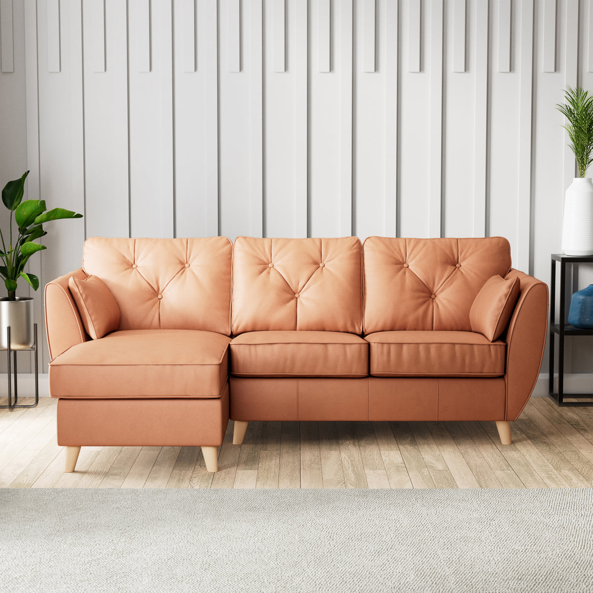 Edison Leather Chaise LH Light Feet Saddle from Roseland Furniture