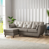 Edison Leather Chaise LH Dark Feet Stone Grey from Roseland Furniture