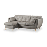 Edison Leather Chaise LH Light Feet Stone Grey from Roseland Furniture