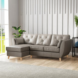 Edison Leather Chaise LH Light Feet Stone Grey from Roseland Furniture