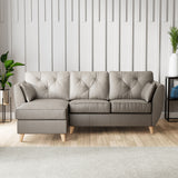 Edison Leather Chaise LH Light Feet Stone Grey from Roseland Furniture