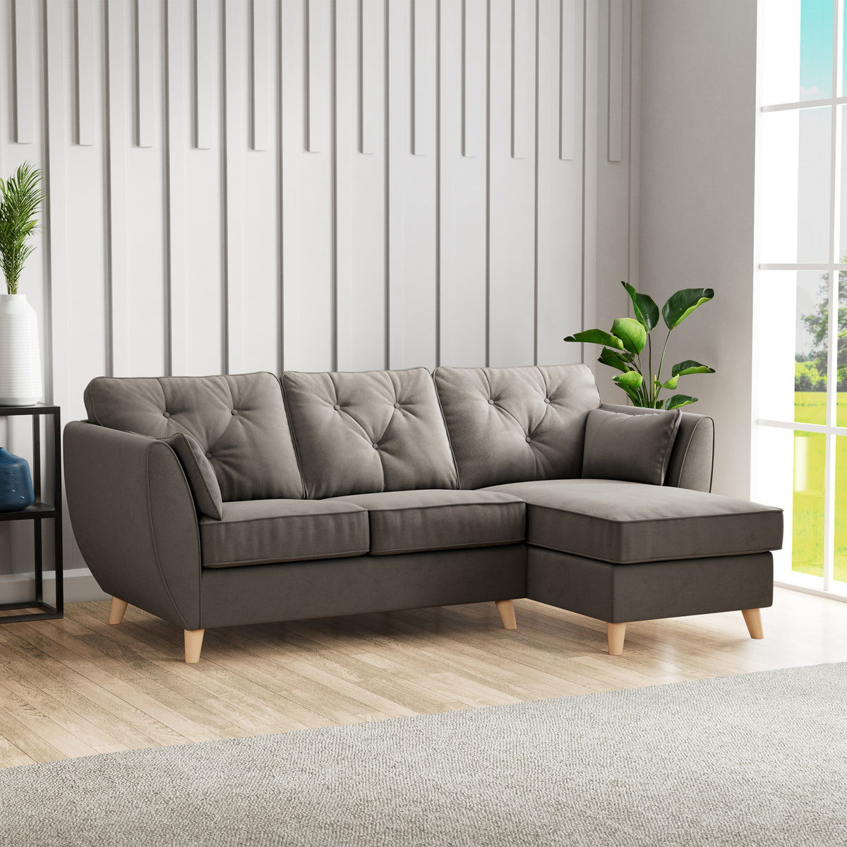 Edison Chaise RH Light Feet Asphalt from Roseland Furniture