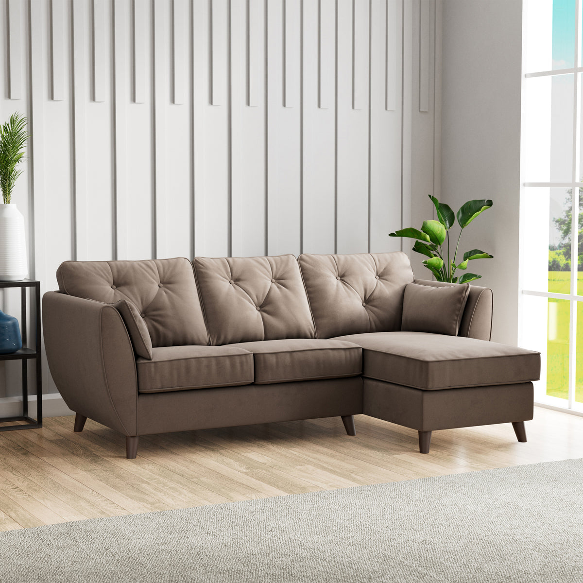 Edison Chaise RH Dark Feet Mole from Roseland Furniture