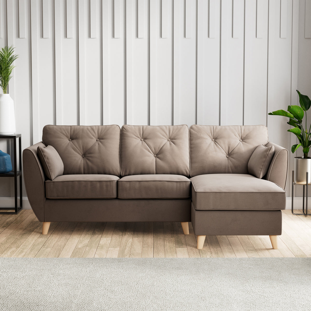 Edison Chaise RH Light Feet Mole from Roseland Furniture