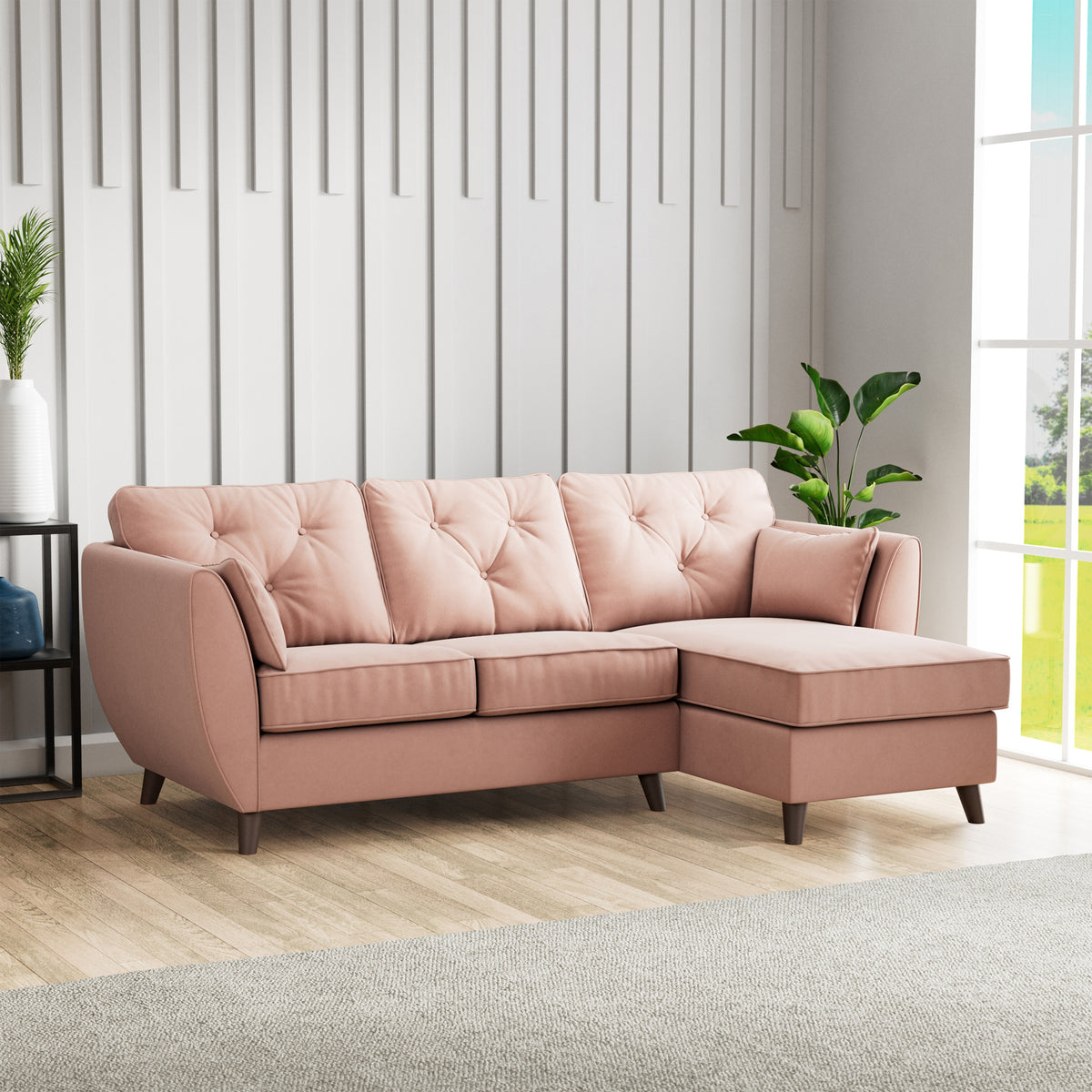 Edison Chaise RH Dark Feet Blush from Roseland Furniture